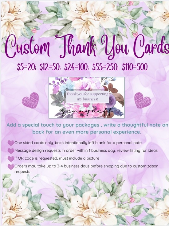 Hand Crafted Other - Customized Thank You Cards (20), Handmade